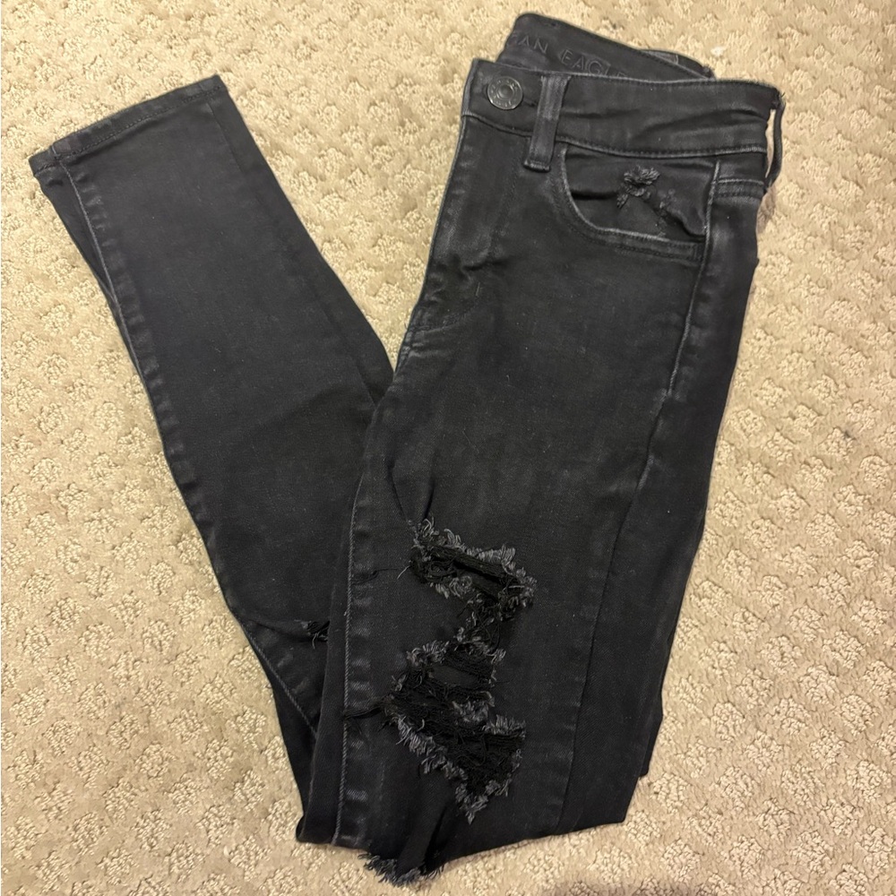 AE Distressed Black Skinny Jeggings